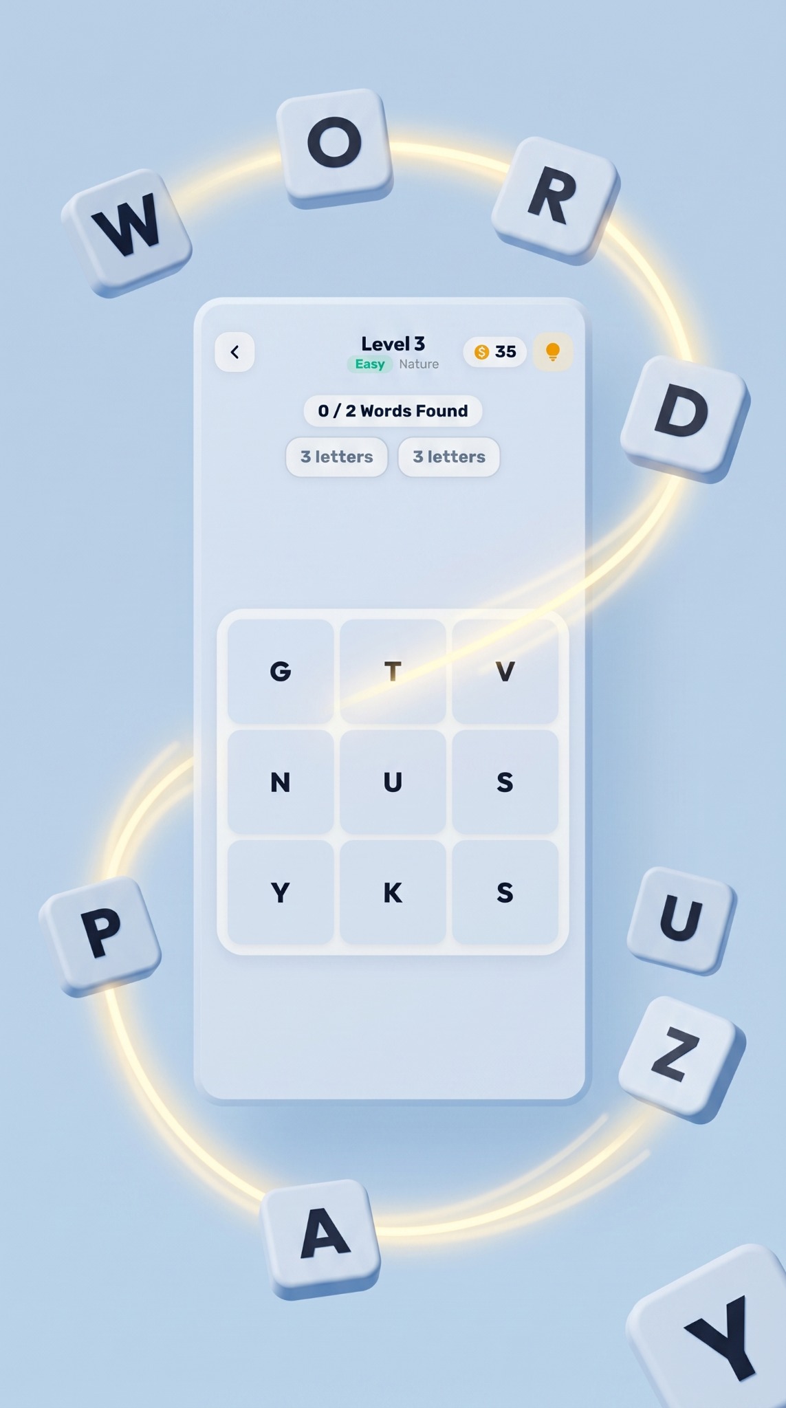 Tricky Words word puzzle gameplay screen